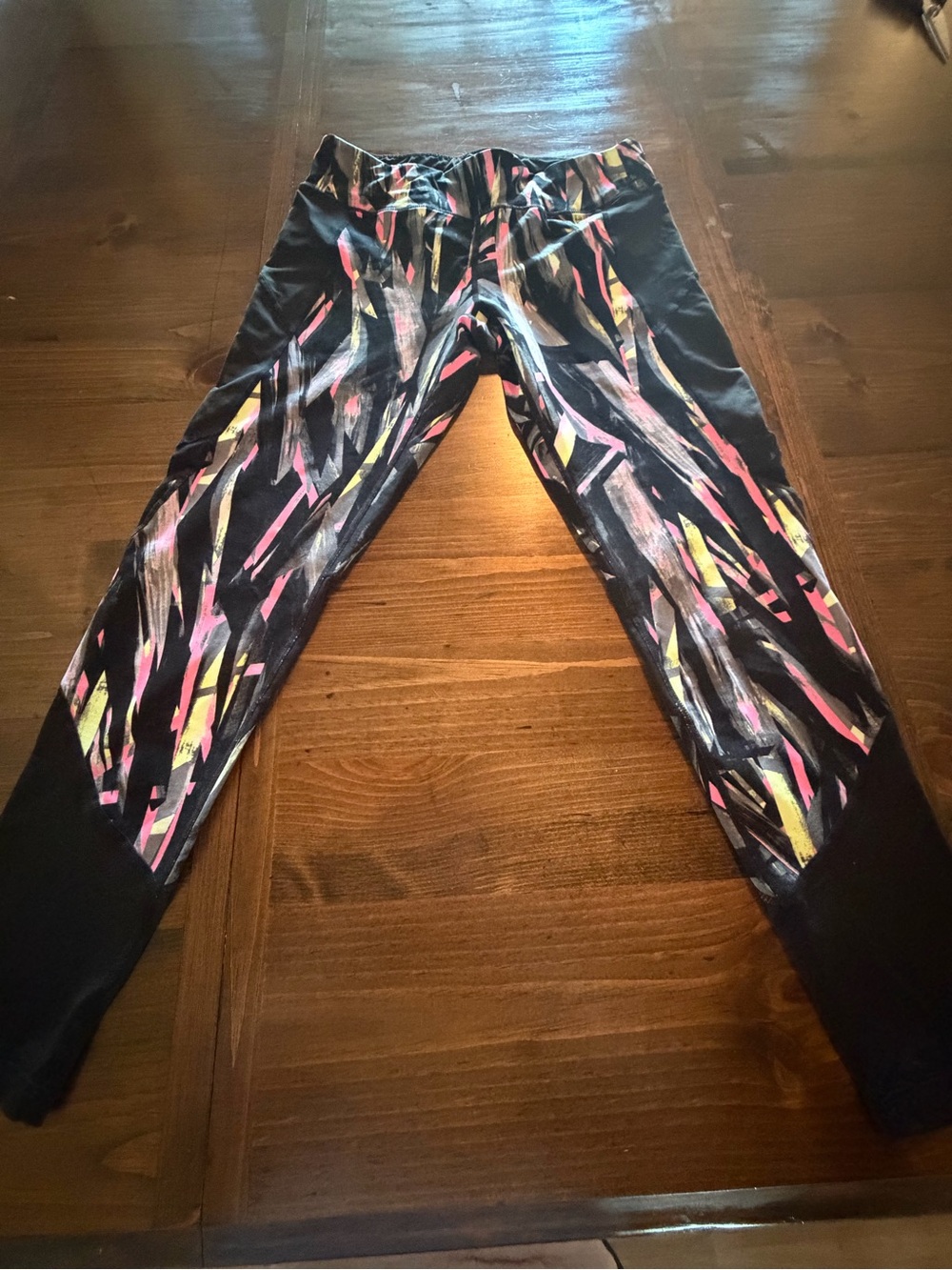 Calvin Klein Black Leggings with Pink & Yellow Brushprint